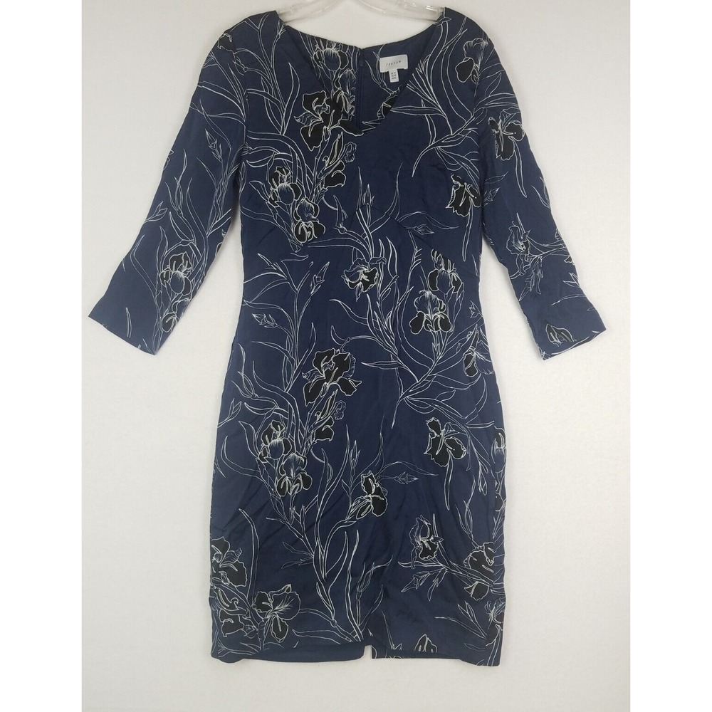 Raised Flower Dress SZ 10 Dark Blue Design Jigsaw Fitted